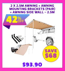 2 x 2.5m Awning + Awning Mounting Brackets (Pair) + Awning Side Wall - 2.5m
