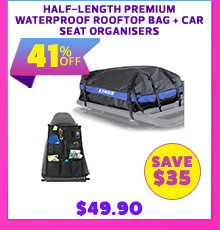 Half-Length Premium Waterproof Rooftop Bag + Car Seat Organisers