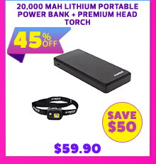 20000 mAH Lithium Portable Power Bank + Premium Head Torch