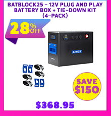 BatBlock25 - 12V Plug and Play Battery Box + Tie-Down Kit (4-Pack)