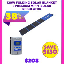 120W Folding Solar Blanket + Premium MPPT Solar Regulator