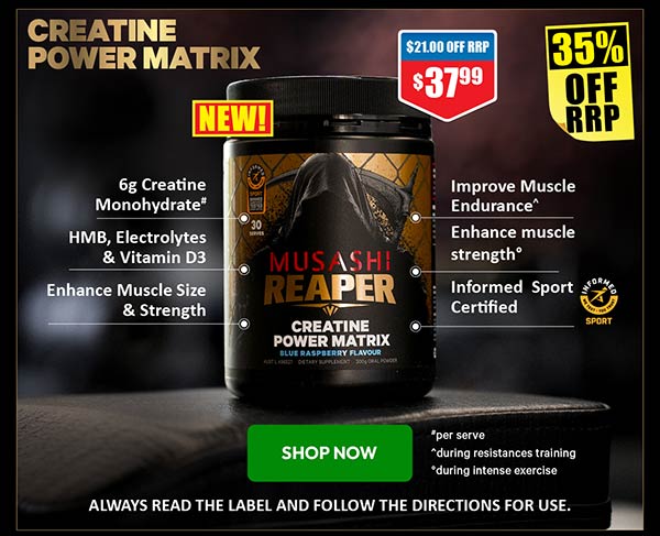 Musashi Reaper Creatine Power Matrix Blue Raspberry 300g