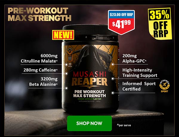 Musashi Reaper Preworkout Max Strength Green Apple 400g