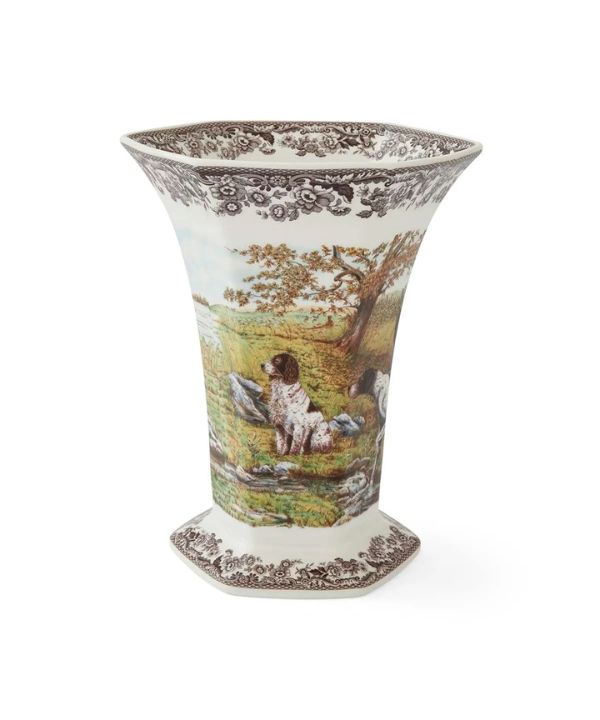 Woodland Hexagonal Vase, Hunting Dogs