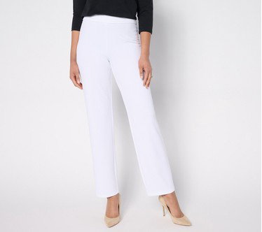 Dennis Basso Regular Straight Leg Luxe Crepe Pant