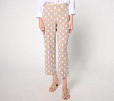 Dennis Basso Regular Polka Dot Italia Knit Crop Pants