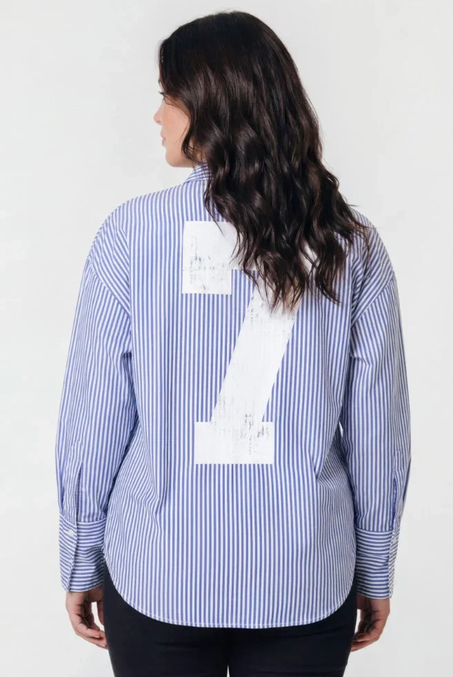 Image of Talia Striped Blouse | White/ Blue