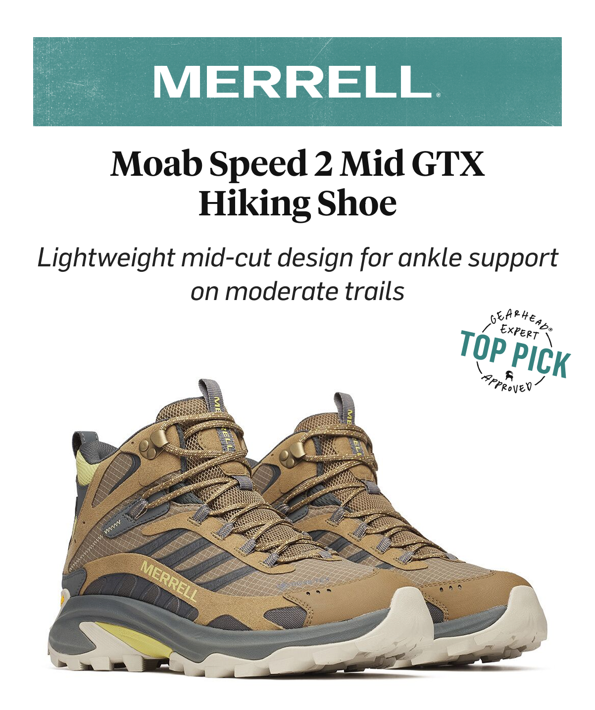 Merrell Moab Speed 2 Mid GTX – Lightweight mid-cut hiking shoe for ankle support – Gearhead Top Pick