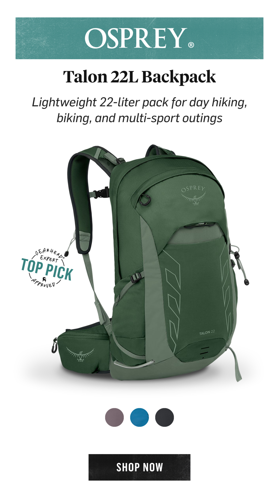 Osprey Talon 22L Backpack – Lightweight day hiking pack – Gearhead Top Pick – Shop Now!