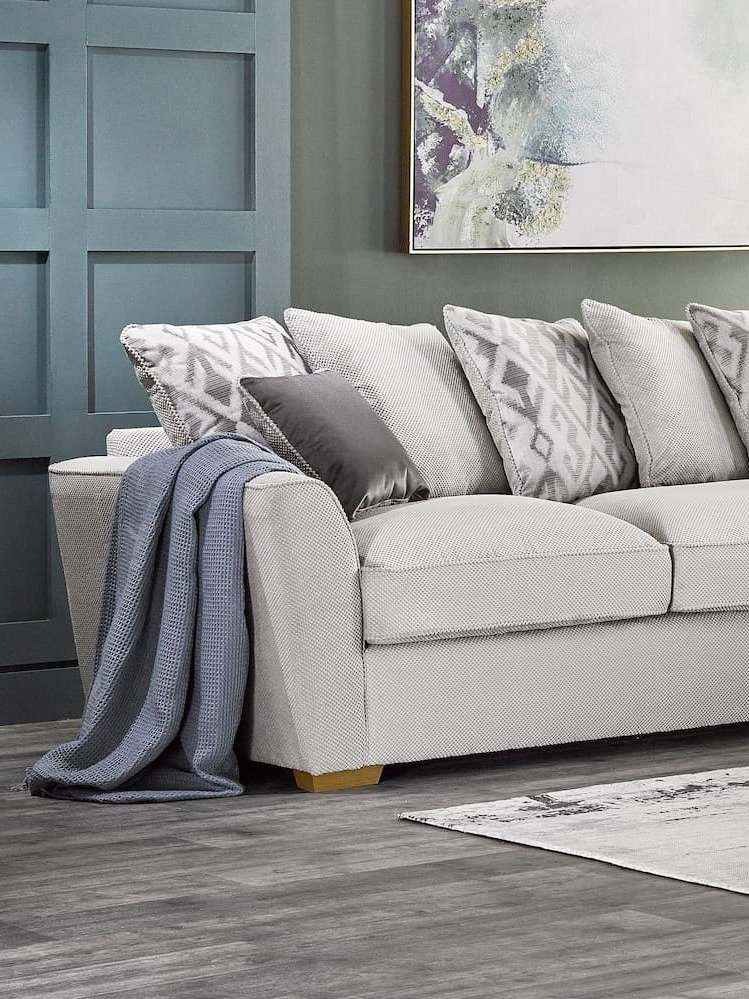 Nebraska Corner Pillow Back Sofa Left Hand Silver Fabric