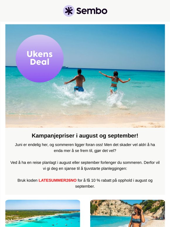 🌴 Sikre deg sensommersolen til kampanjepris