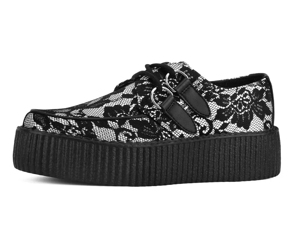Image of Black Satin Lace Viva Mondo Creeper