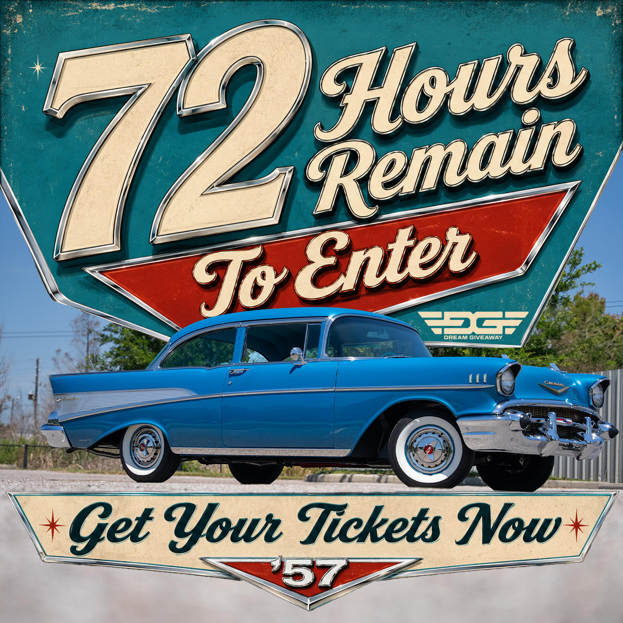 FINAL 72 HOURS TO WIN THIS CLASSIC BEL AIR. ENTER NOW!