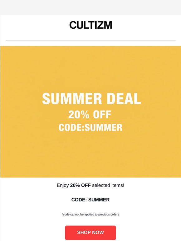 ☀️ Summer Deal | 20% off selected items!