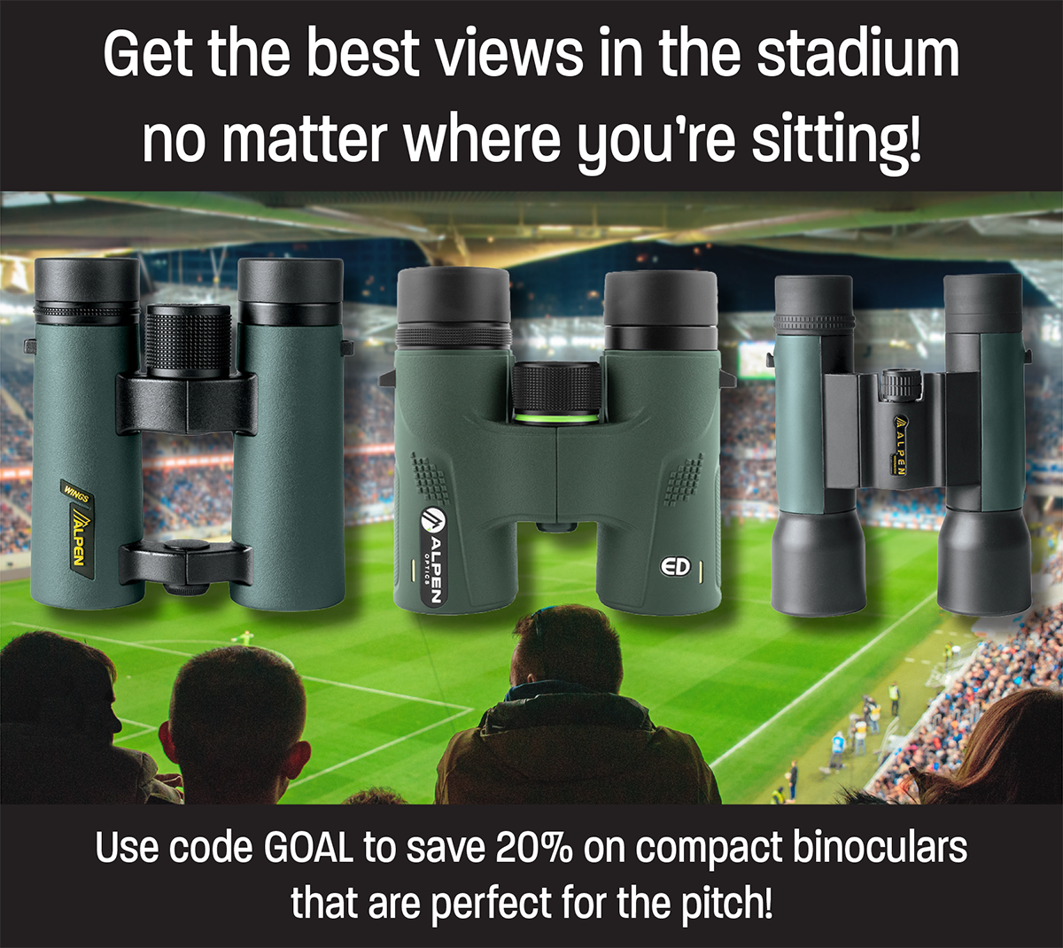 Binoculars on top of soccer pitch 