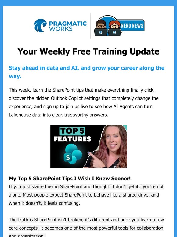 Outlook, Copilot & SharePoint Tips - This Week's Free Training
