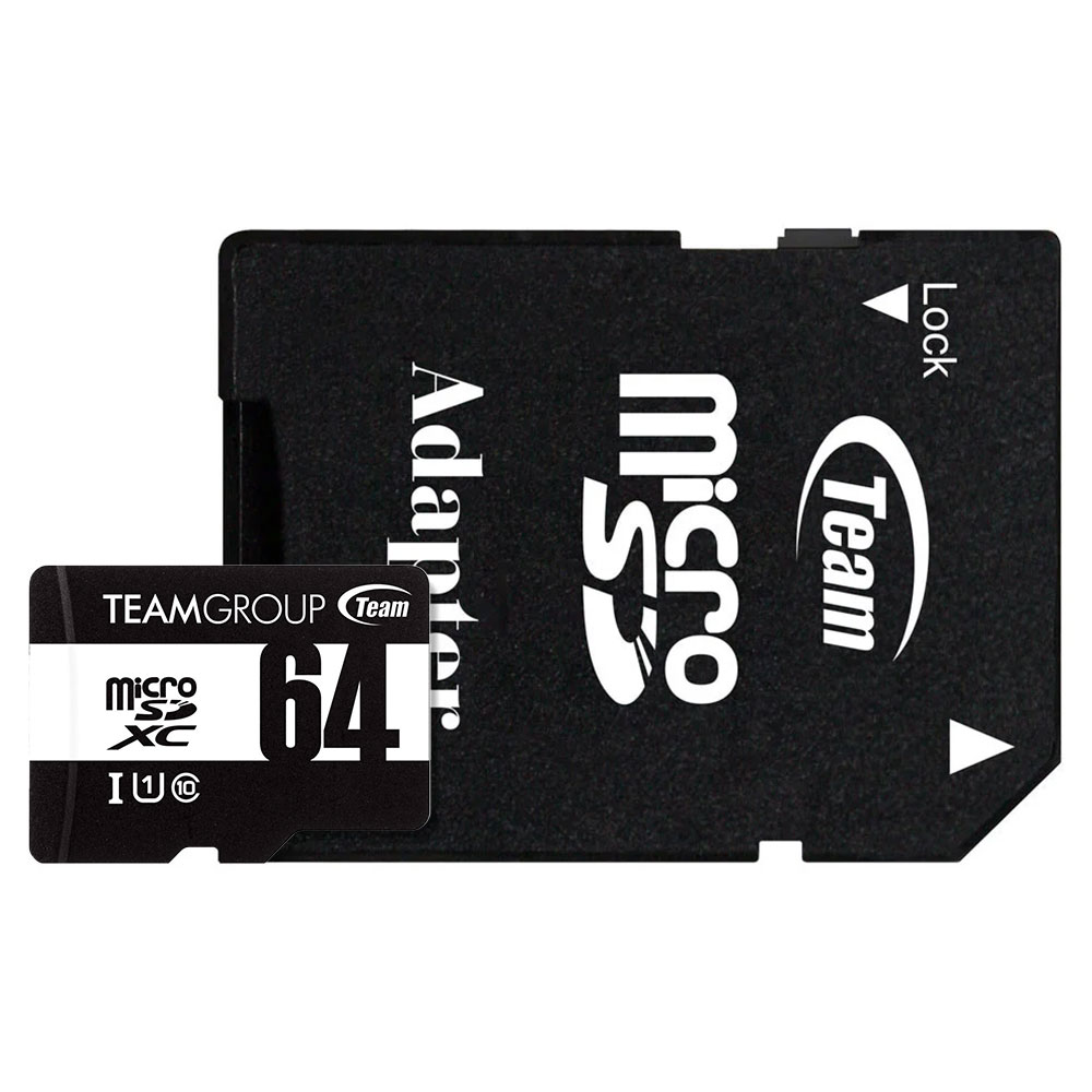 Team MicroSDHC UHS-I U1 C10 Card with SD Adapter Class 10 UHS-I Up to 100MB/s - 64GB  - £14.99 delivered