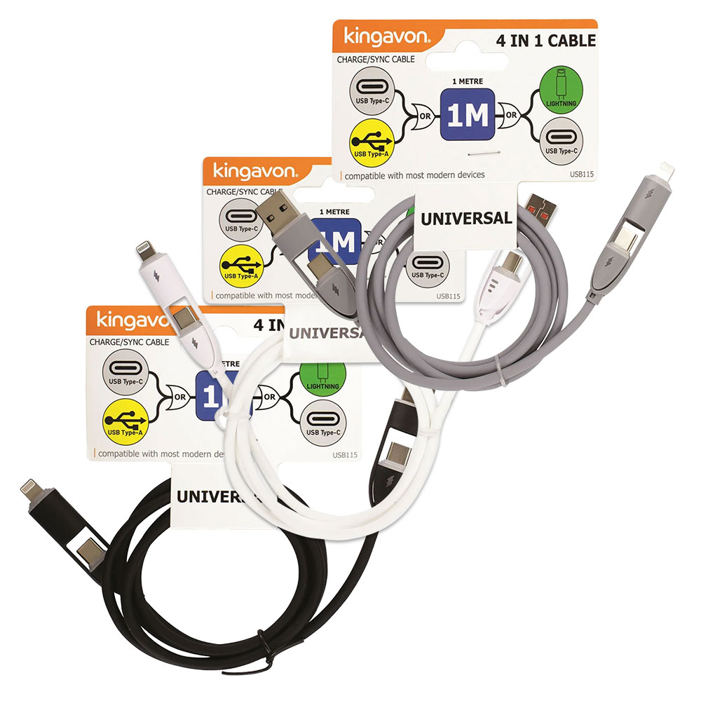 Kingavon 4in1 USB A Type C and Lightning - From £5.49 delivered