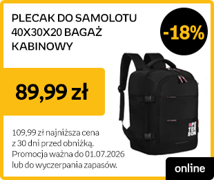 PLECAK DO SAMOLOTU 40X30X20 BAGAŻ KABINOWY WIZZAIR RYANAIR PODRĘCZNY MOCNY LEKKI PETERSON CZARNY