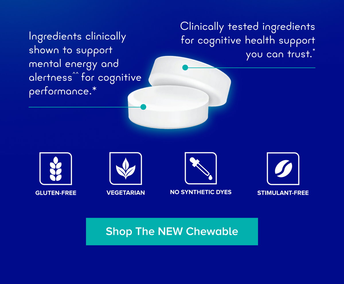 Try our new NEW Brain Health Memory Plus Chewable Tablets