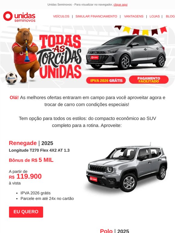 Ofertas campeãs pra trocar de carro 🤩