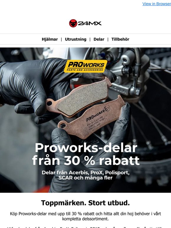 Proworks-delar från 30 % rabatt