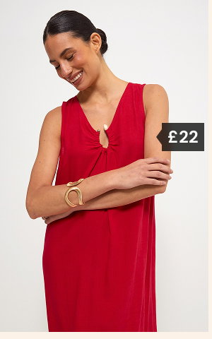 Red sleeveless midi dress with linen £22.