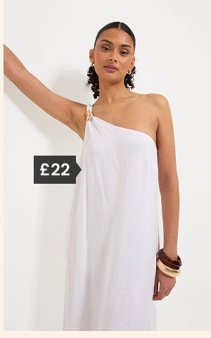 White one shoulder midi dress with linen £22.
