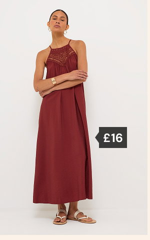 Rust crochet neck sleeveless midi dress £16.