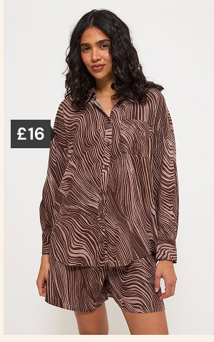 Brown zebra print shirt with linen £16.