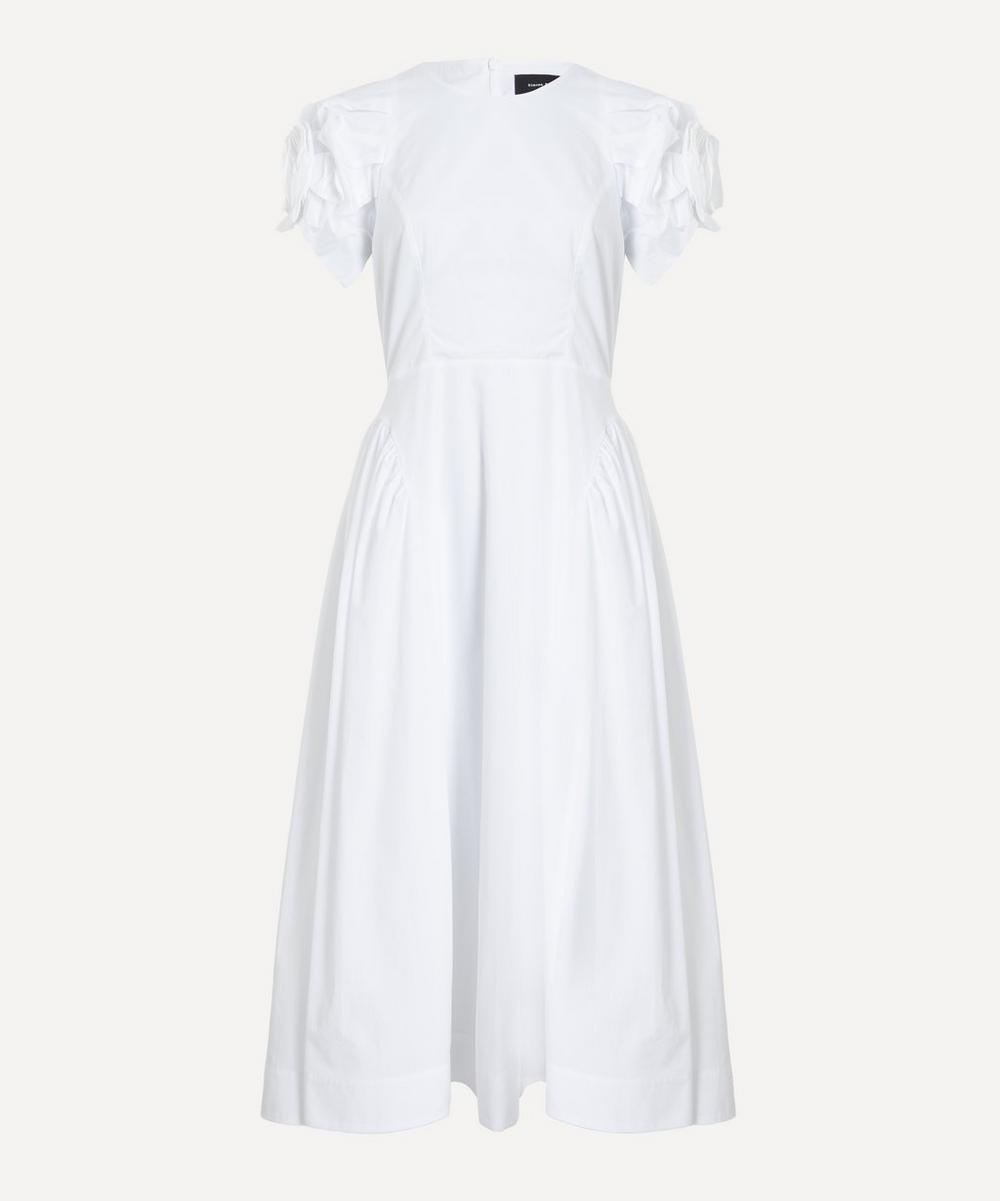 Simone Rocha White Rose Puff-Sleeve Hip Dress