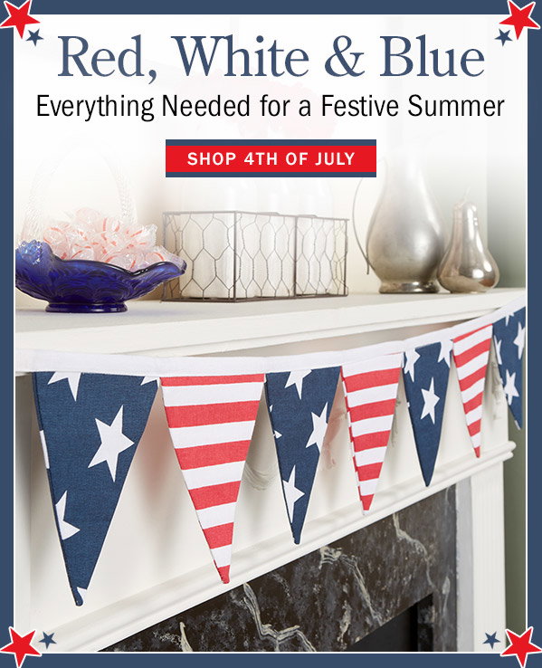 Red, White & Blue Everything Needed for a Festive Summer. Shop 4th of July. Americana Flag Banner