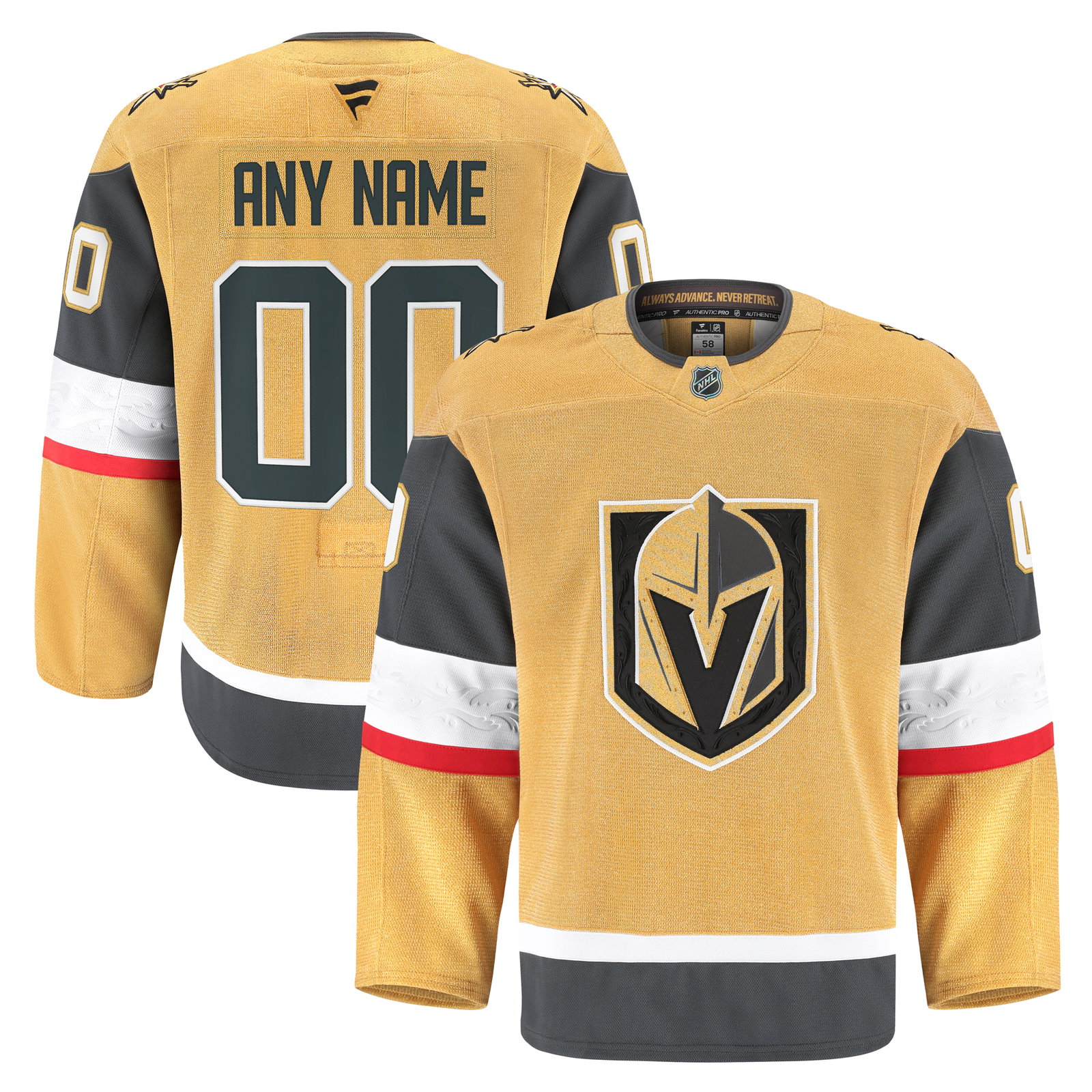 Vegas Golden Knights Fanatics Home Authentic Pro Custom Jersey - Gold
