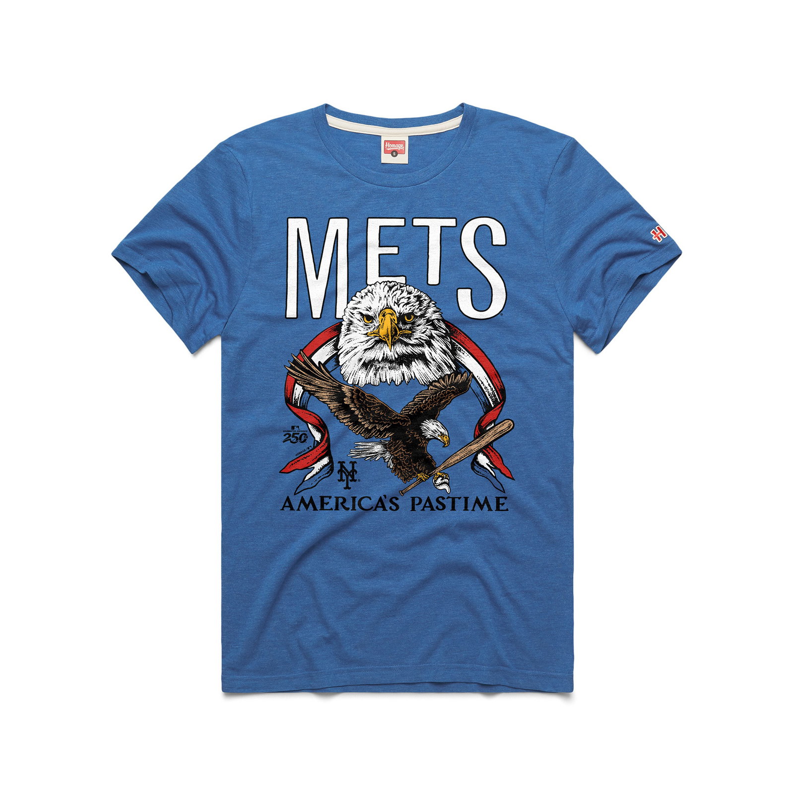 New York Mets Homage America's Pastime Tri-Blend T-Shirt - Royal