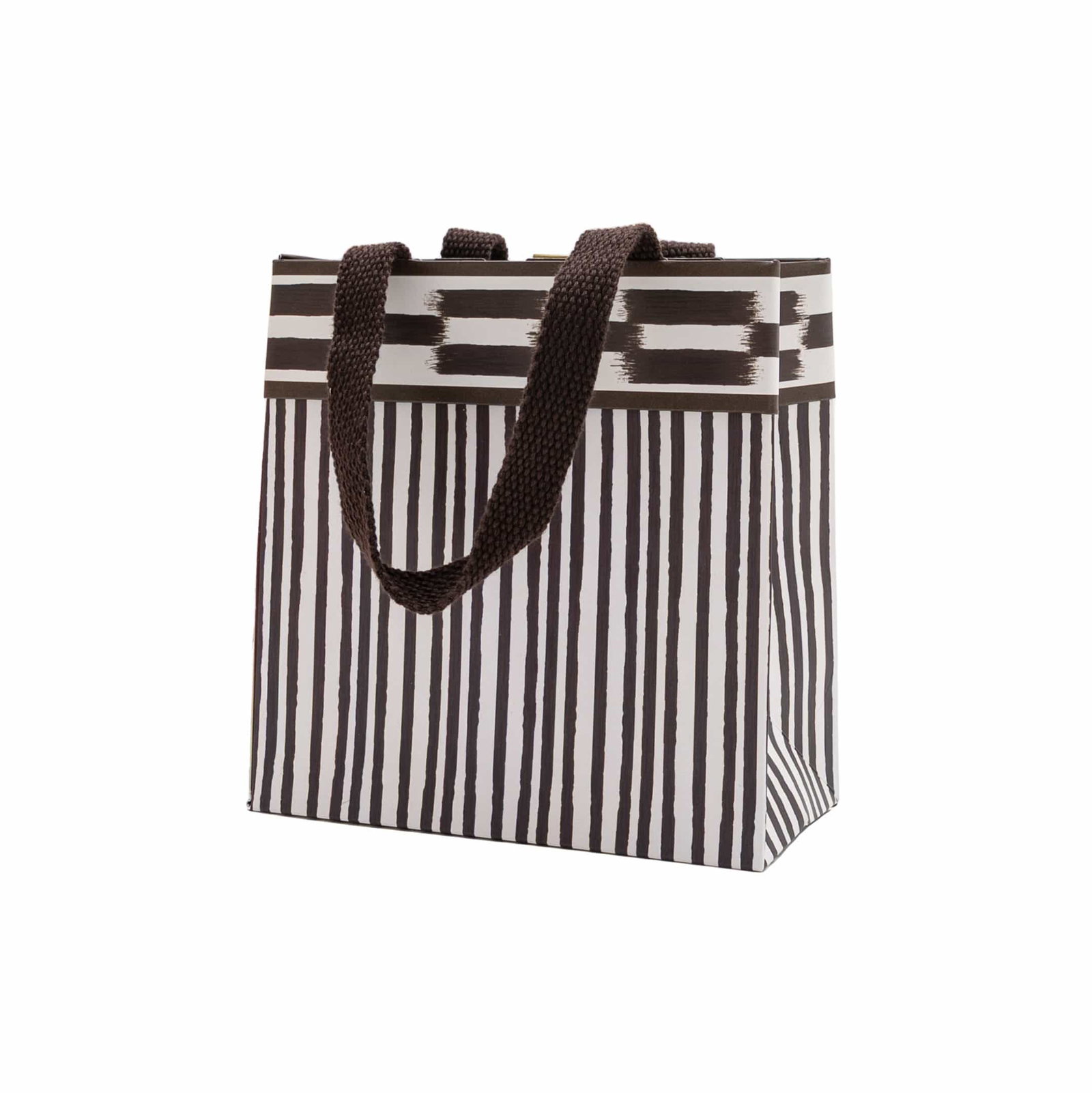 Image of Boho Stripe Black/Brown Small Square Gift Bag - 5.75"L x 2.5" W x 5.75"H - includes 1 bag