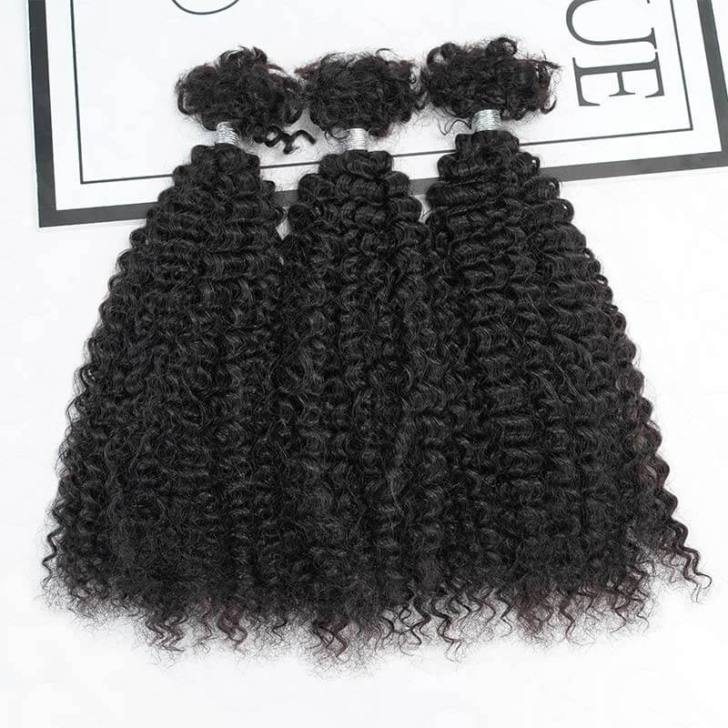 B3G1|QVR Afro Kinky Curly Human Bulk Hair Extensions for Boho Knotless Braiding