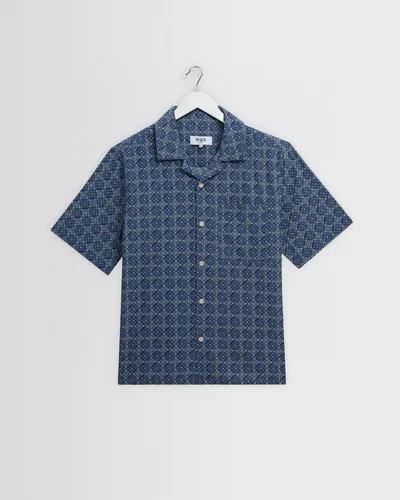 Didcot - Blue Tile Print Short-Sleeve Shirt