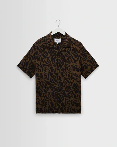Didcot - Black And Brown Floral Viscose Short-Sleeve Shirt