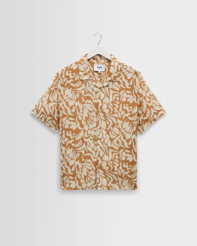 Didcot - Tan And Beige Floral Viscose Short-Sleeve Shirt