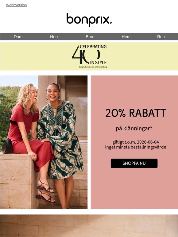 20% rabatt på alla klänningar💃