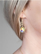 Peacock Feather Dangle Earrings