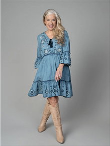 3/4 Sleeve V-Neck Knee Dress