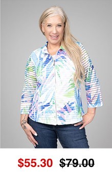 Sheer Stripe Tropical Leaf Jacket