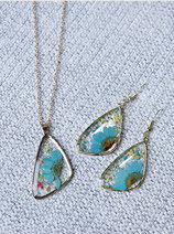 Teal Resin Flower Earrings