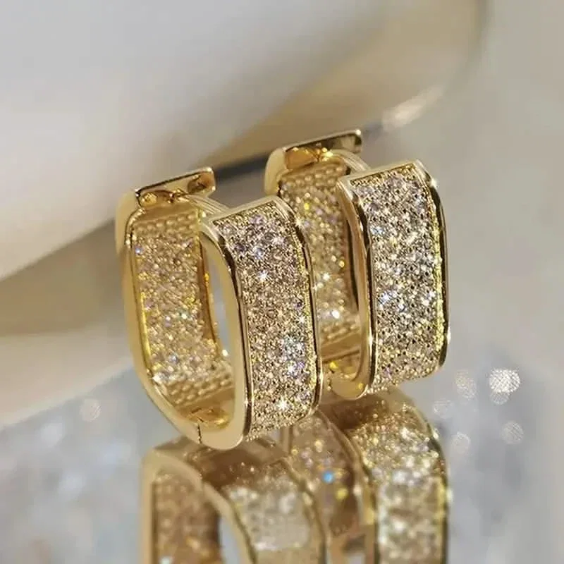 Image of Dainty Paved CZ Hoop Earrings 18k Gold Plated Ear Jewelry