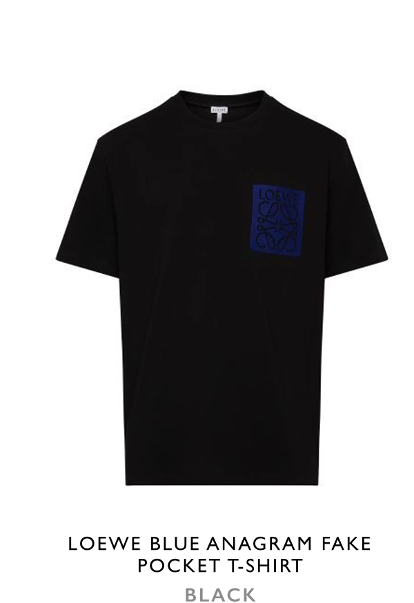 Loewe Blue Anagram Fake Pocket T-Shirt in Black