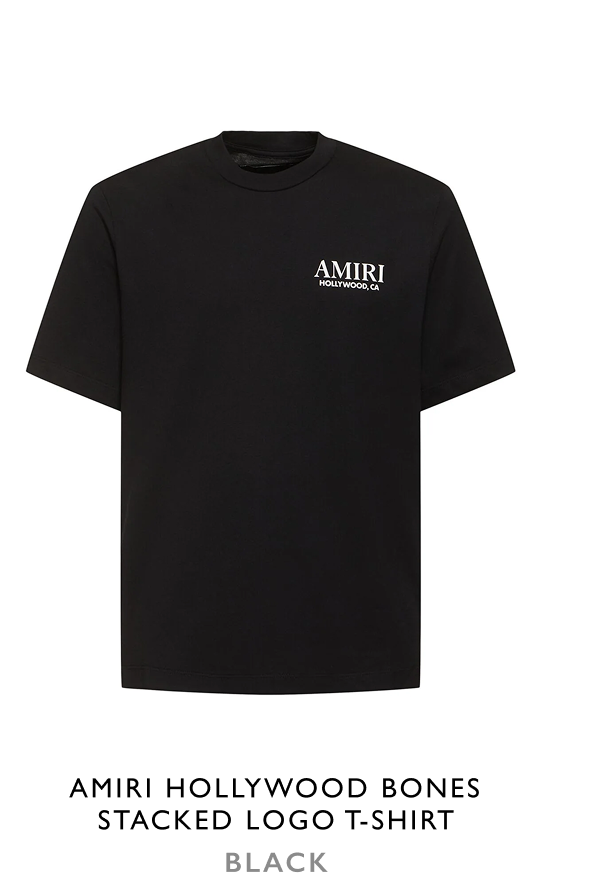 Amiri Hollywood Bones Stacked Logo T-Shirt in Black