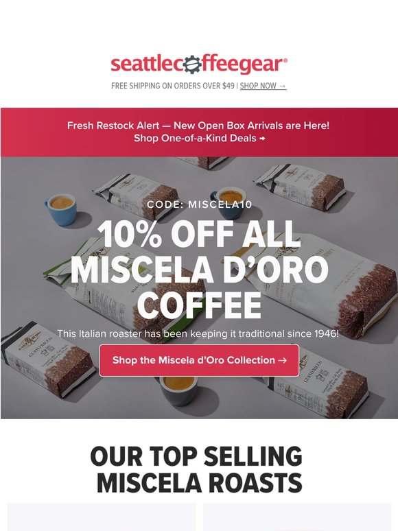 10% Off Miscela d’Oro Coffee sale is brewing!