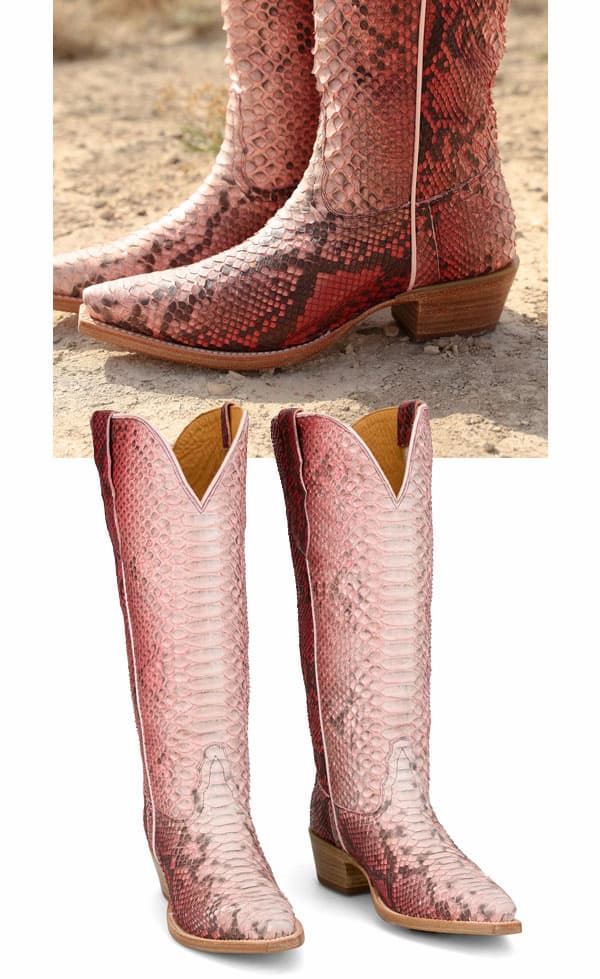 Closeup of the Tony Lama Sadie boot in Red. A pair shot of the Sadie boot on a white background.