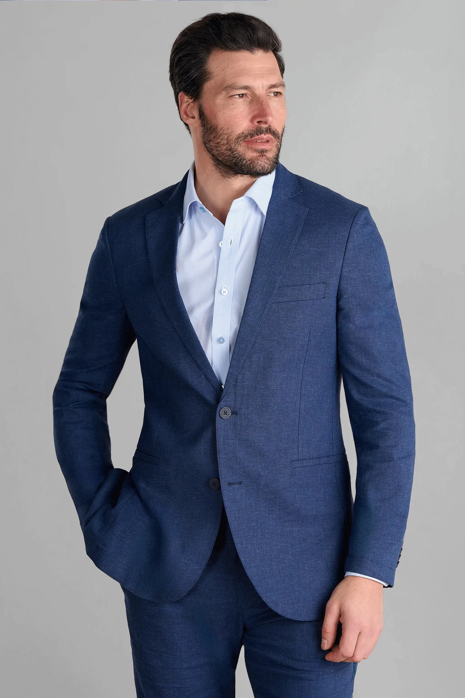 Image of Performance Linen Blazer // Blue